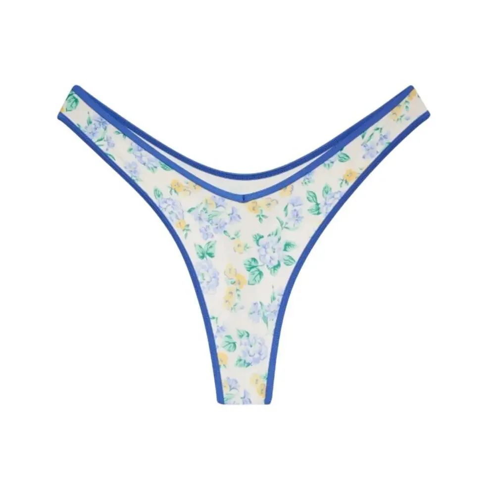 Frankies Bikinis Women's Coastal Floral Brittany Satin Bikini Bottom Size S